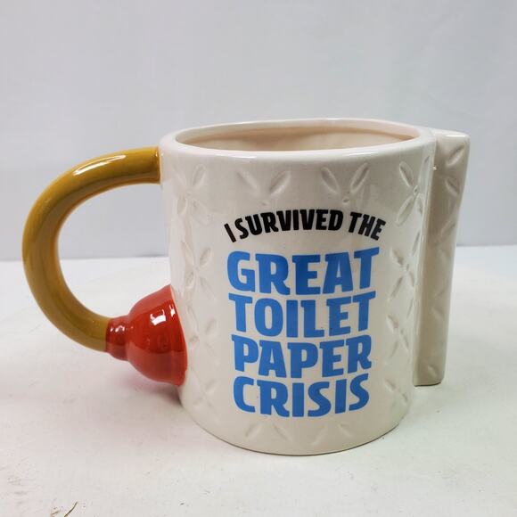 Vintage Spencer Gifts Coffee Mug Toilet Paper Plunger 4.5 Inch Tall - Picture 1 of 7